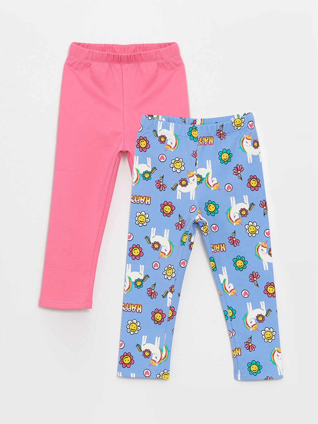 LCW baby Elasticated Waist Printed Baby Girls' Leggings 2 Pack -W3GD22Z1-LQQ