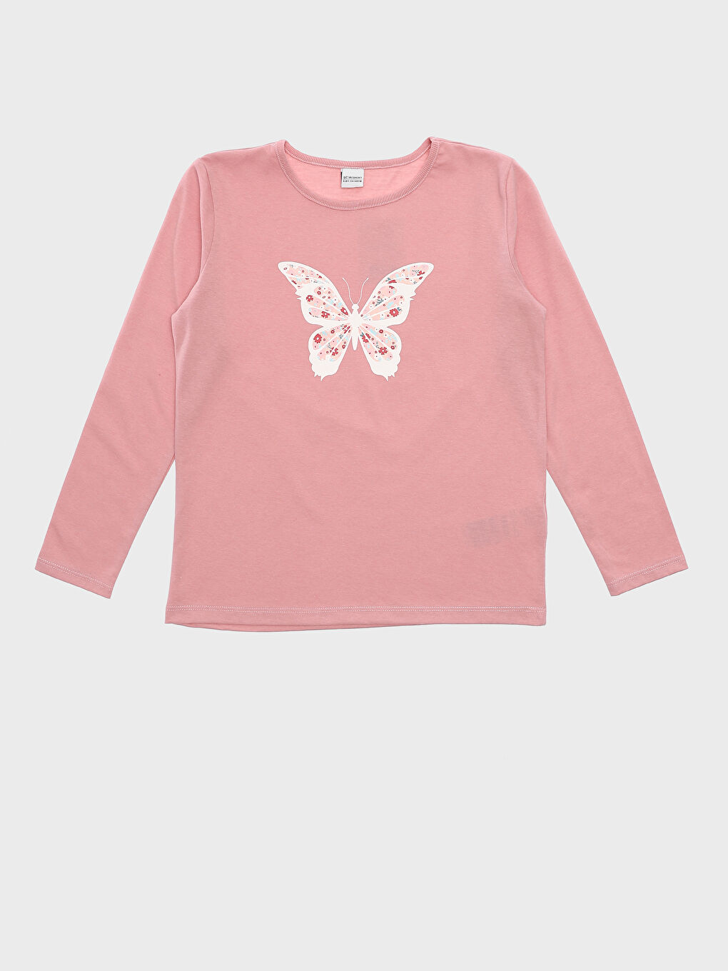 Crew Neck Printed Long Sleeve Girls' T-Shirt