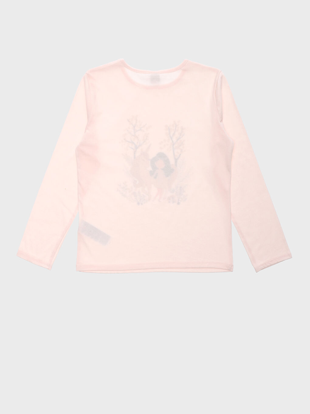 تيشيرت كم طويل مطبوع بياقة دائرية للبنات-1