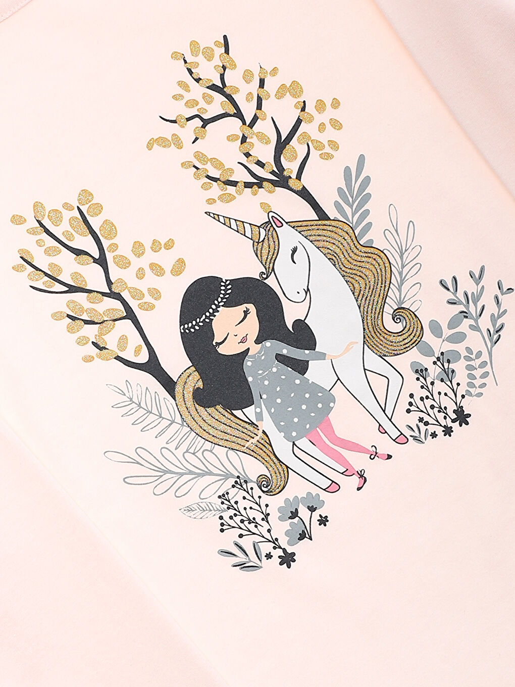 تيشيرت كم طويل مطبوع بياقة دائرية للبنات-2