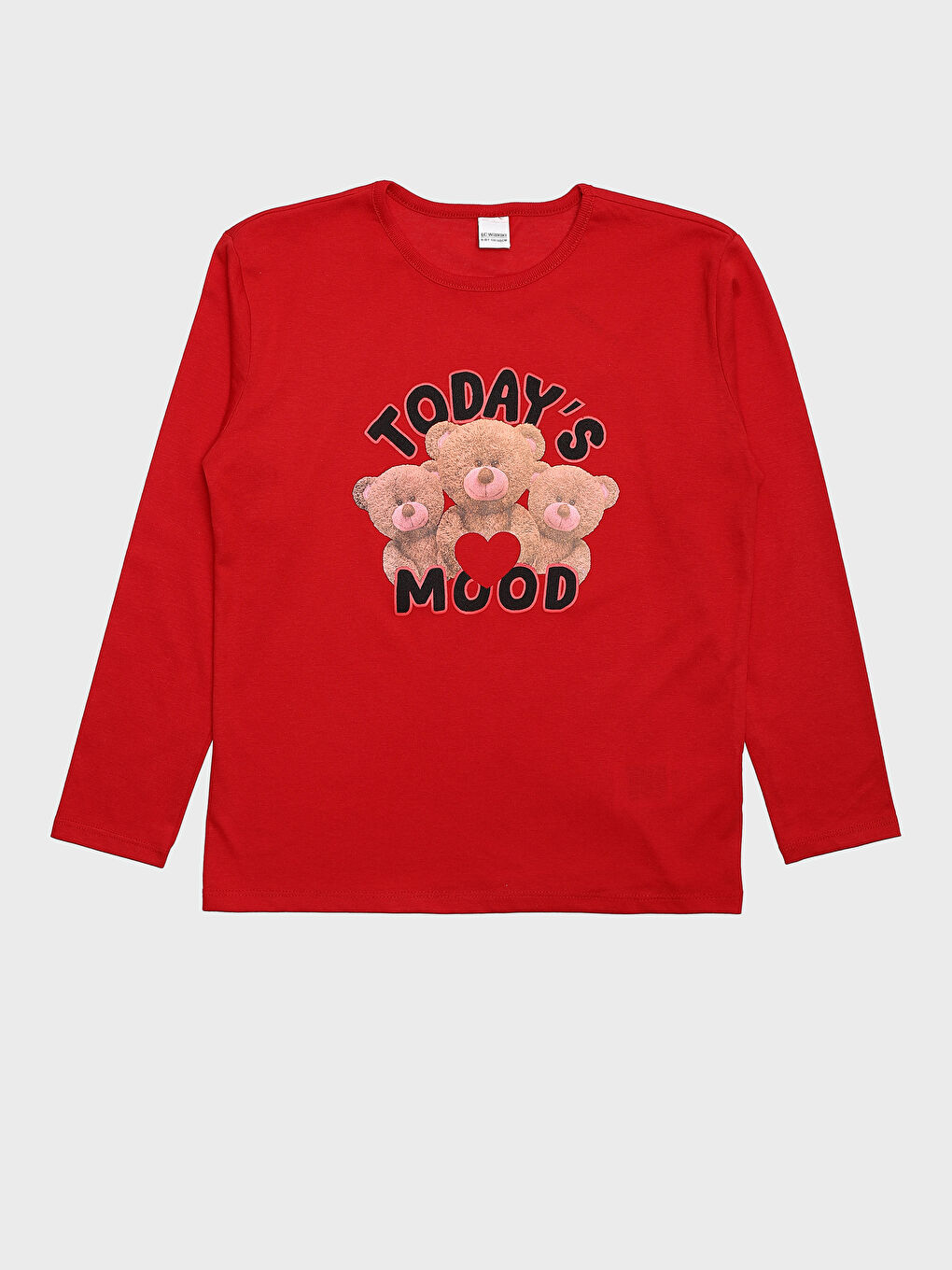 تيشيرت كم طويل مطبوع بياقة دائرية للبنات