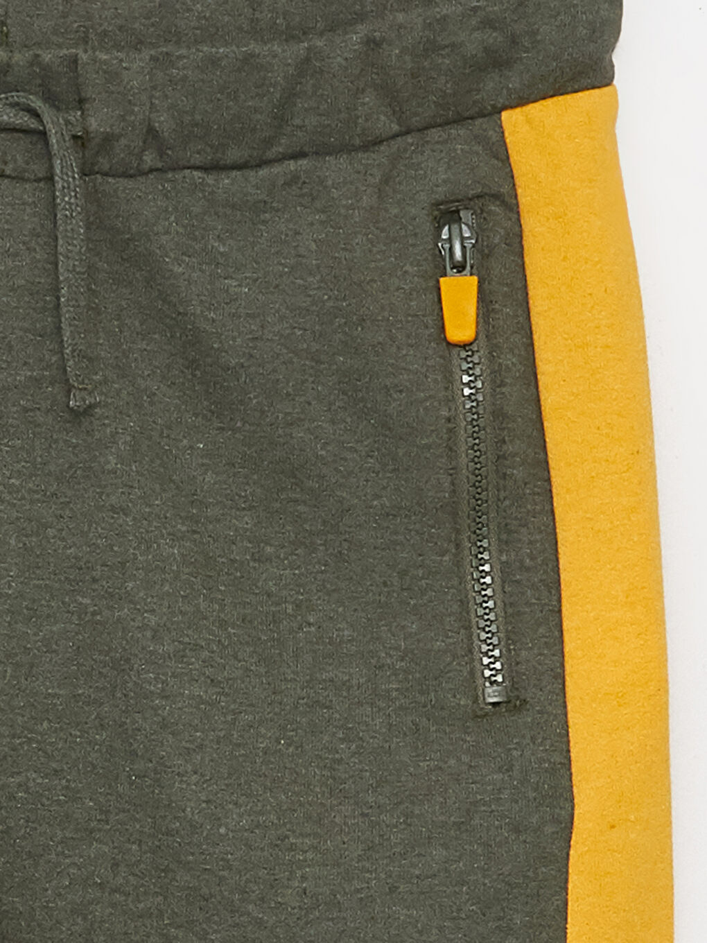 Haki Beli Lastikli Renk Bloklu Erkek Çocuk Jogger Eşofman Altı-1