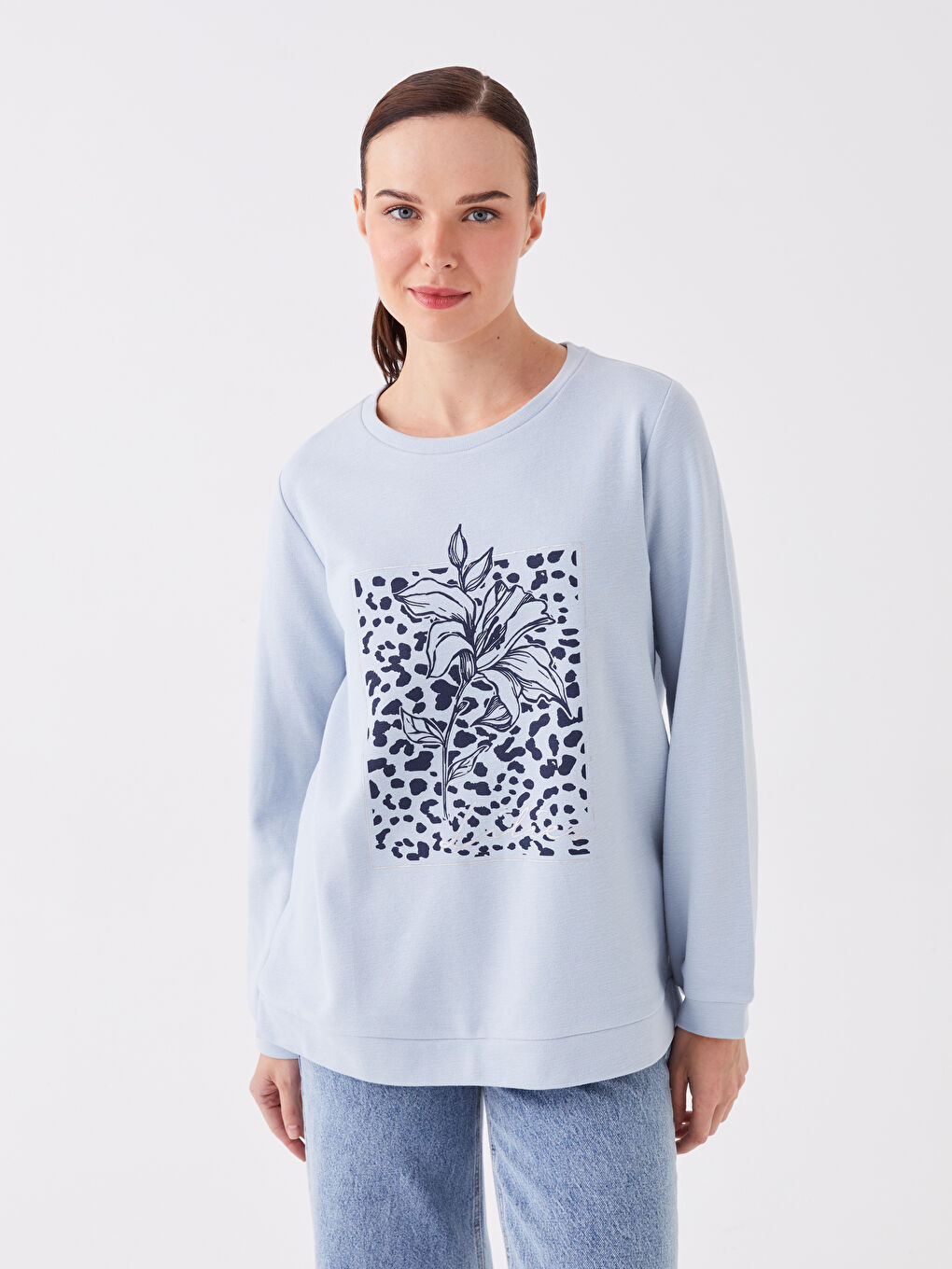 LCW Grace Crew Neck Printed Long Sleeve Women's Sweatshirt -W3GD68Z8-QXK
