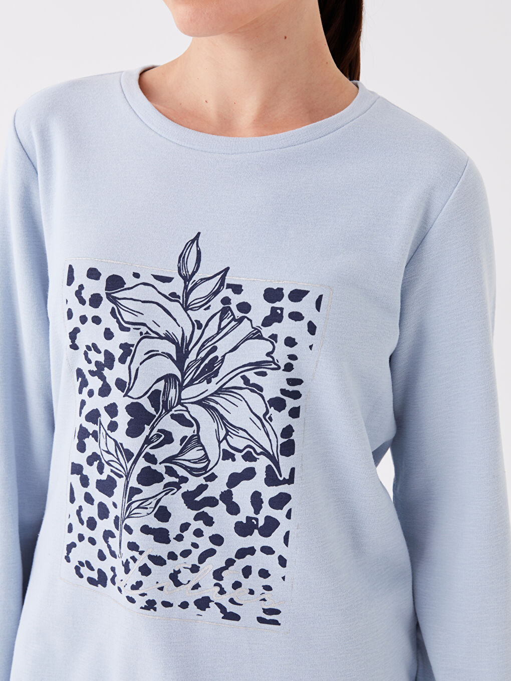 LCW Grace Crew Neck Printed Long Sleeve Women's Sweatshirt -W3GD68Z8-QXK