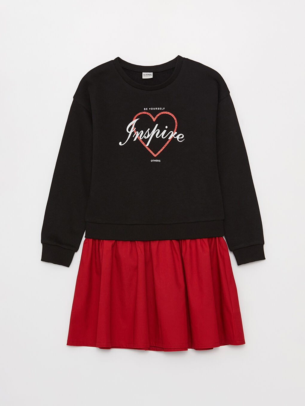 Crew Neck Long Sleeve Girls' Dress -W3GD75Z4-CVL