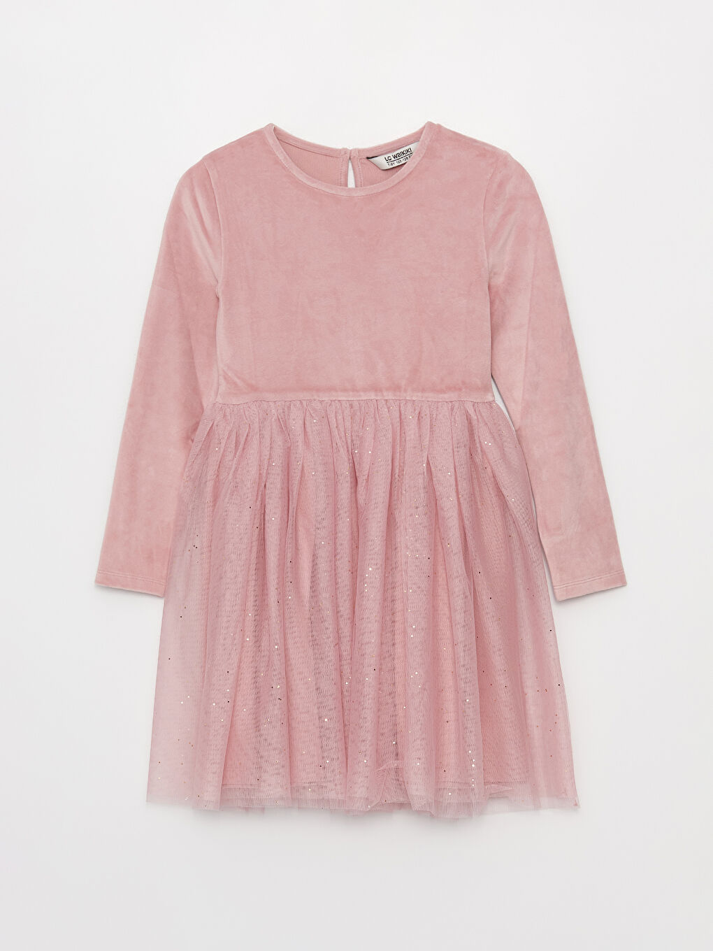 LCW Kids Rundhalsausschnitt Langarm Samt Kleid für Mädchen -W3GD76Z4-FHR