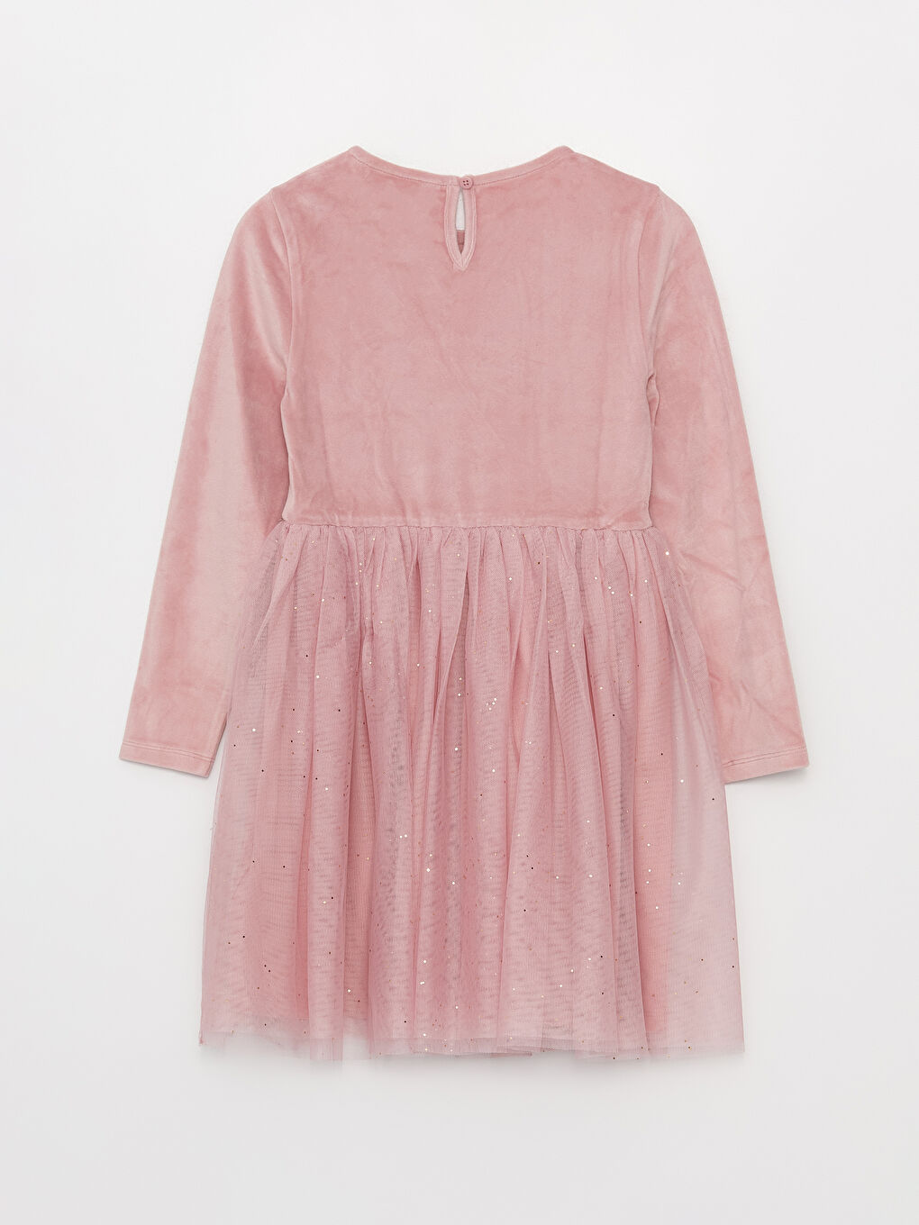 LCW Kids Rundhalsausschnitt Langarm Samt Kleid für Mädchen -W3GD76Z4-FHR