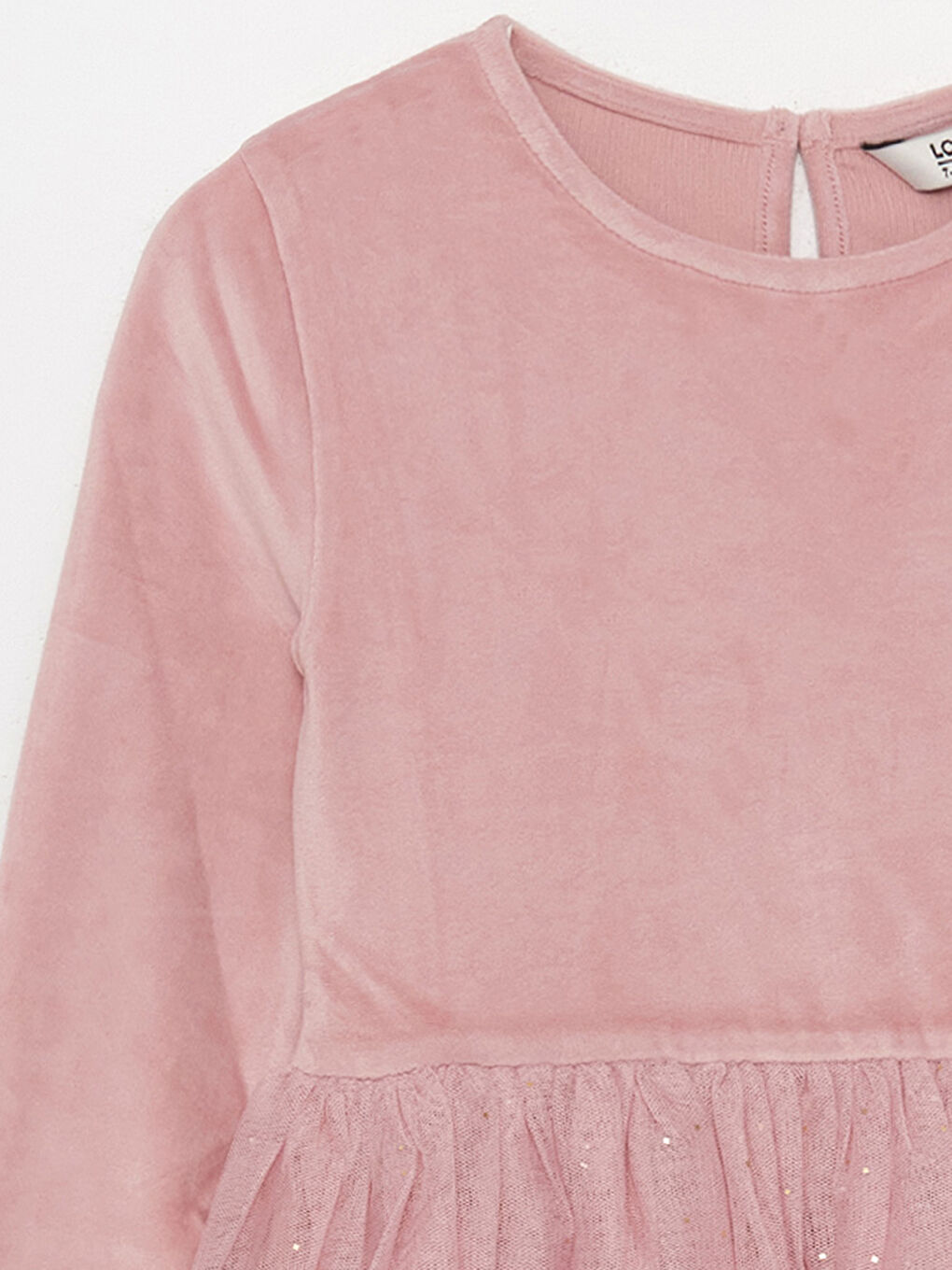 LCW Kids Rundhalsausschnitt Langarm Samt Kleid für Mädchen -W3GD76Z4-FHR