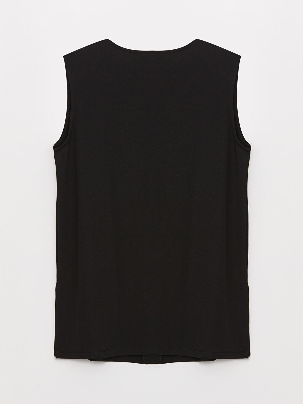 Siyah Kadın V Yaka Düz Yelek-6