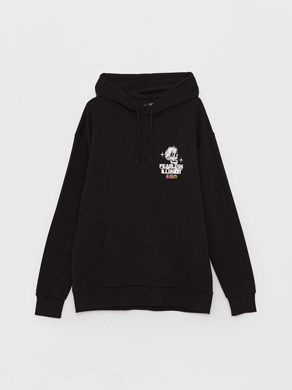 XSIDE Yeni Siyah Uzun Kollu Baskılı Erkek Hoodie - 5