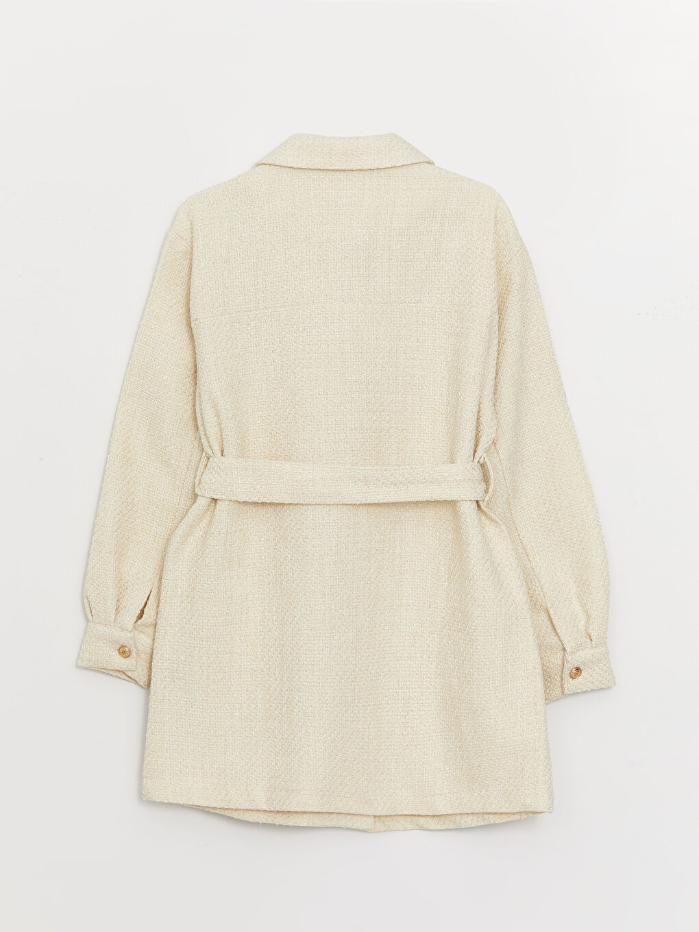 جاكيت بليزر تيويد منقوش بياقة قميص للسيدات-6