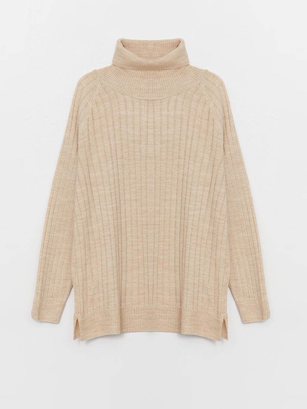 تونيك تريكو واسع كم طويل ياقة هاي نيك للسيدات-5