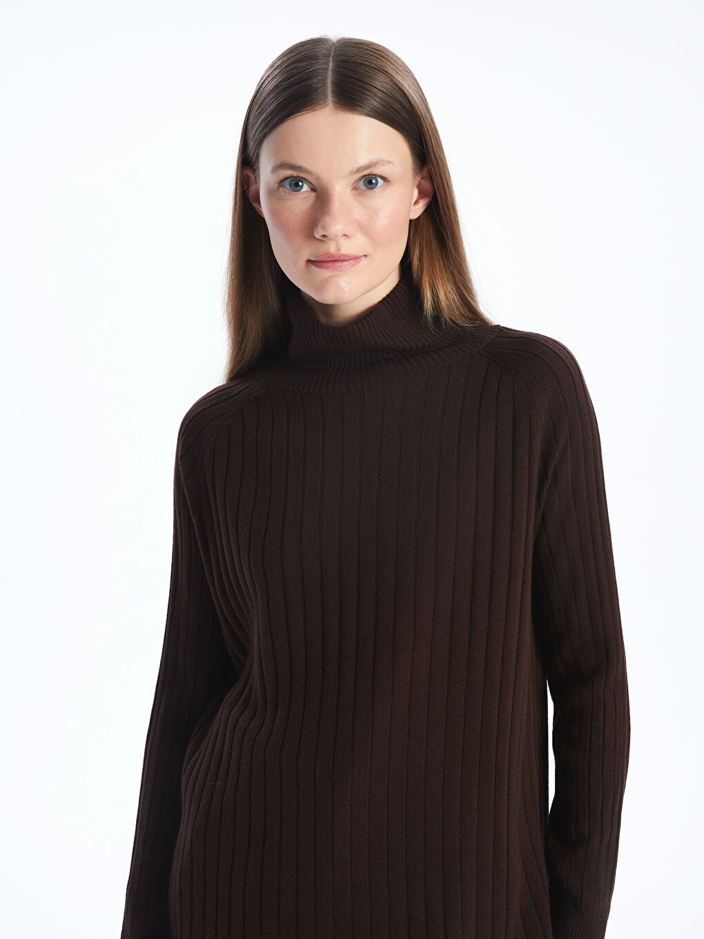 Turtleneck Straight Long Sleeve Oversize Women's Knitwear Tunic-2