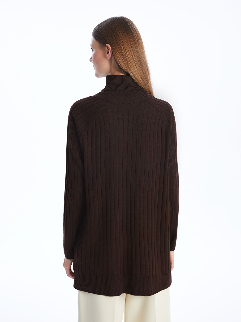 Turtleneck Straight Long Sleeve Oversize Women's Knitwear Tunic-4
