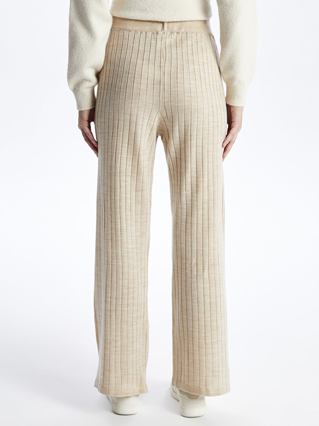 Women's Elasticated Waist Plain Knitwear Trousers -W3GE99Z8-L8Q