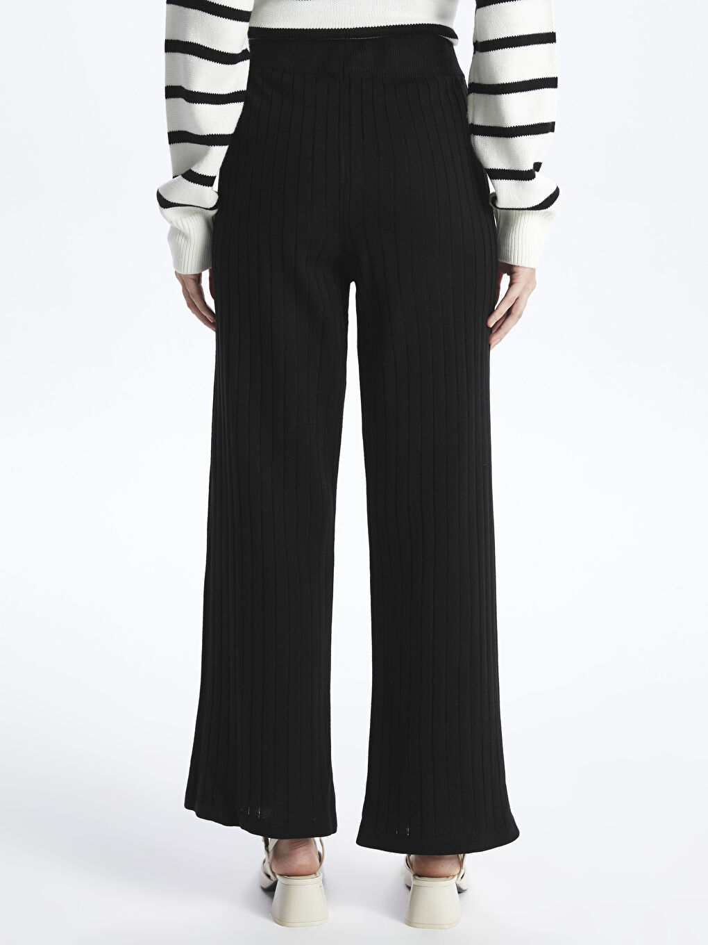 Women's Elasticated Waist Plain Knitwear Trousers -W3GE99Z8-RQL