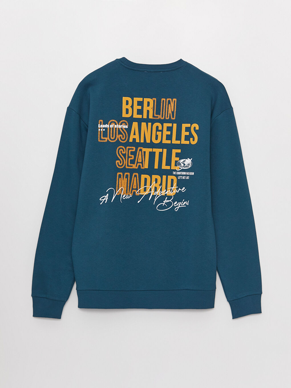 XSIDE Petrol Bisiklet Yaka Uzun Kollu Baskılı Erkek Kalın Sweatshirt - 7