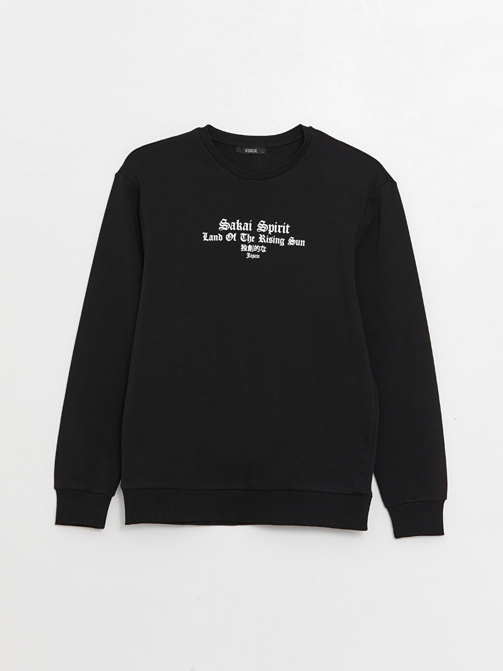 Siyah Bisiklet Yaka Uzun Kollu Baskılı Erkek Sweatshirt-5