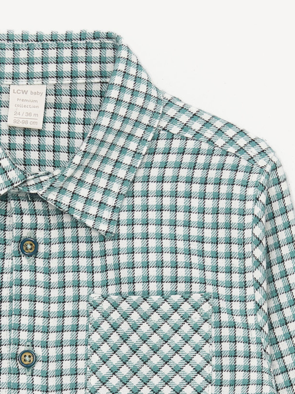 Yeşil Ekose Desenli Uzun Kollu Erkek Bebek Gömlek-4