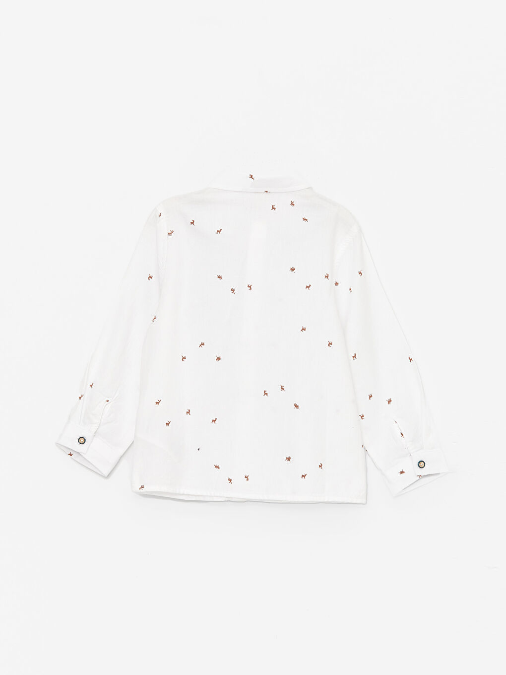 Beyaz Uzun Kollu Baskılı Erkek Bebek Gömlek ve Papyon-1