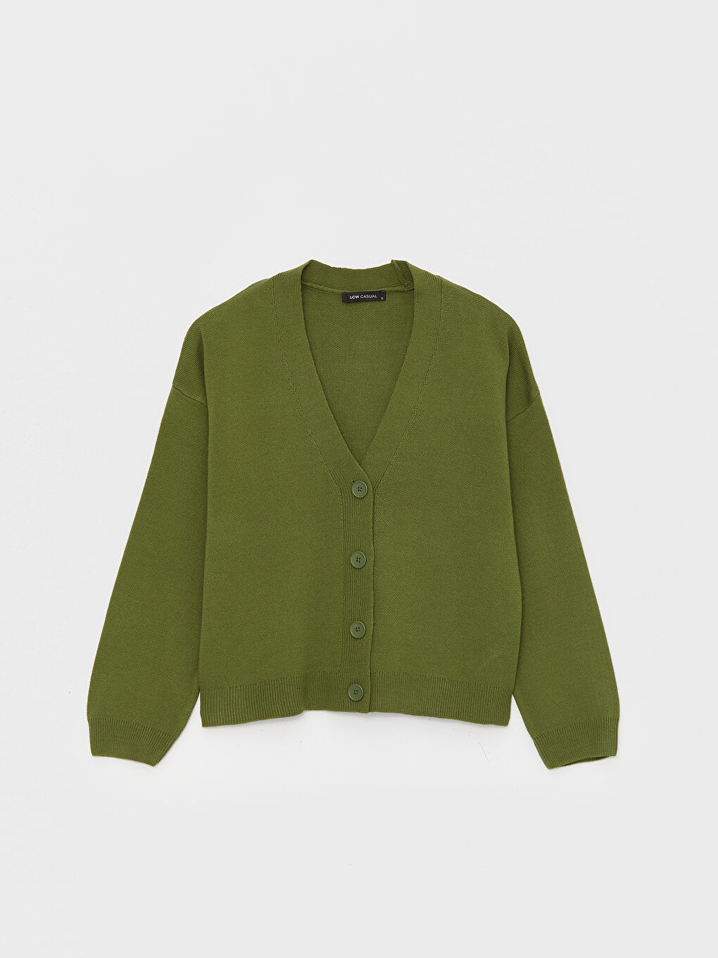 Yeşil V Yaka Kadın Triko Hırka-5