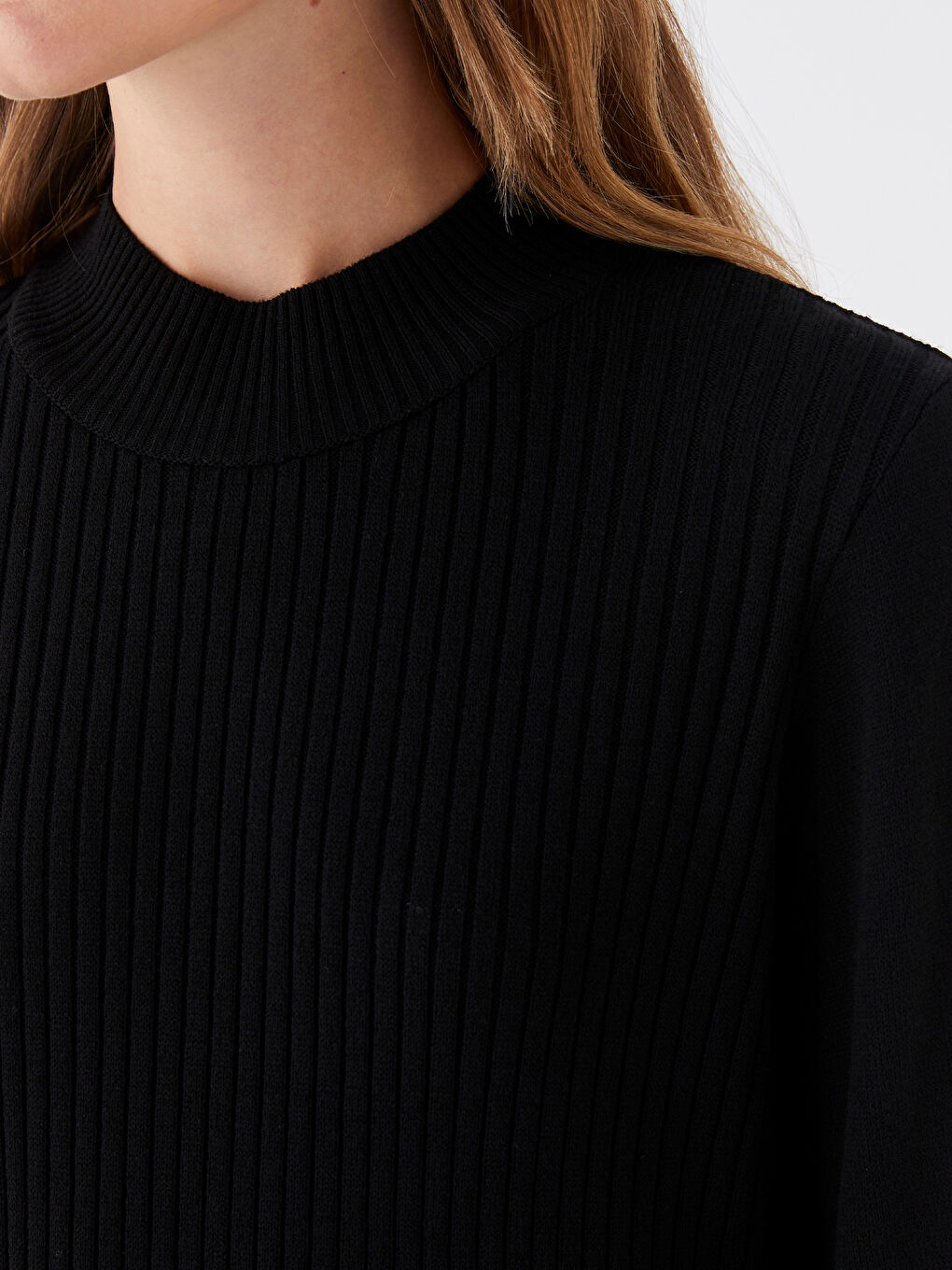 Siyah Yarım Balıkçı Yaka Kadın Triko Elbise-3