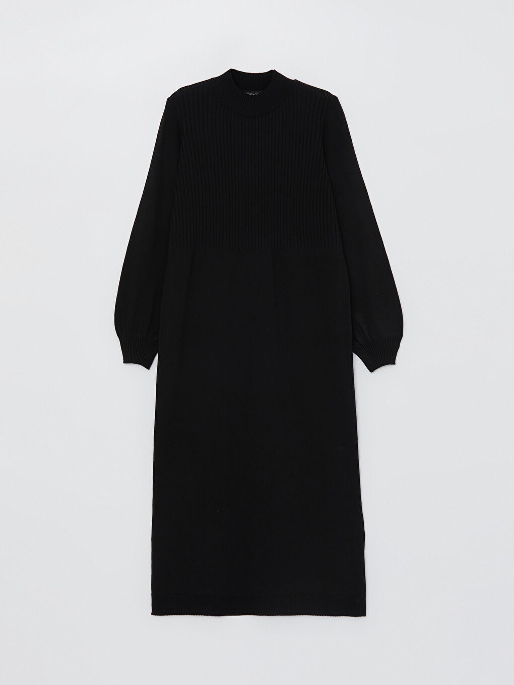 Siyah Yarım Balıkçı Yaka Kadın Triko Elbise-5