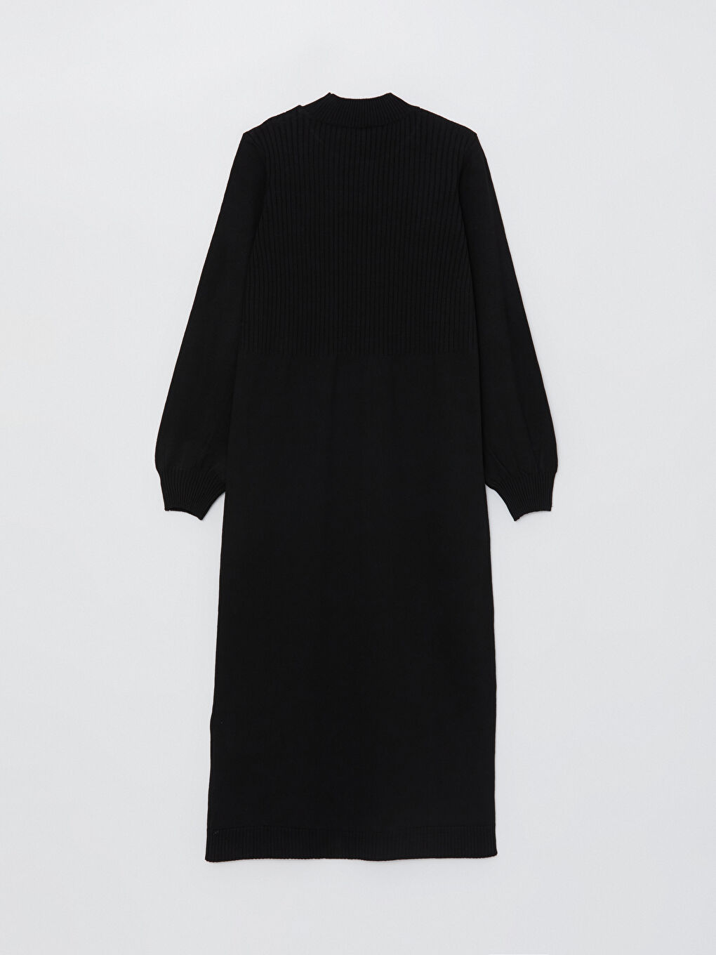 Siyah Yarım Balıkçı Yaka Kadın Triko Elbise-6