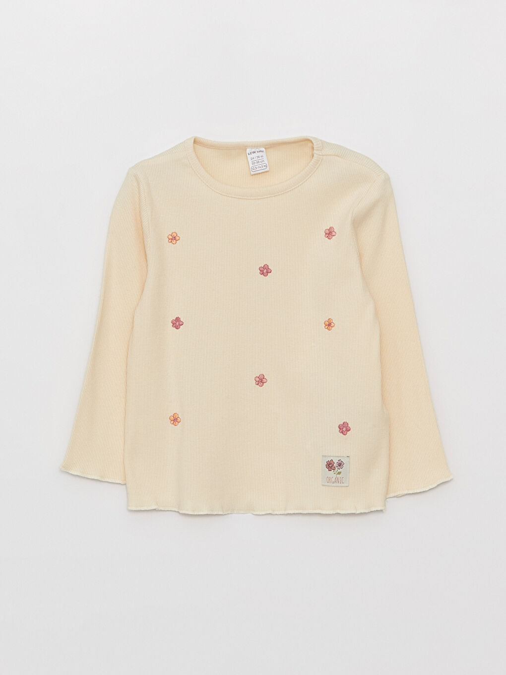 მრგვალი საყელო გრძელმკლავიანი მოქარგული დეტალებით გაფორმებული ბავშვის გოგონას მაისური-2