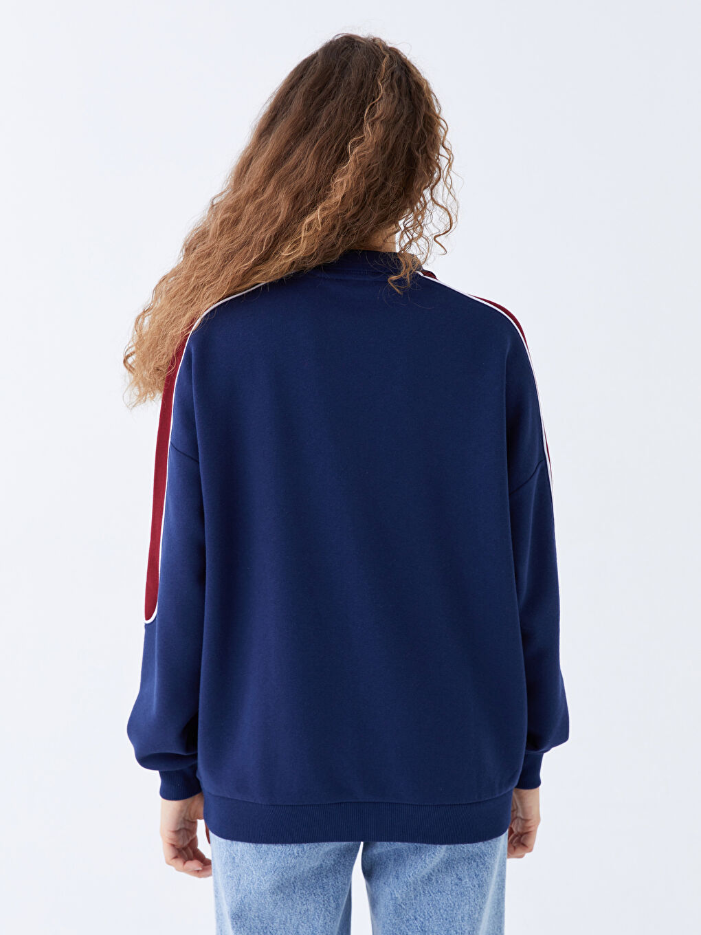 Shirt Collar Printed Oversize Women's Thick Sweatshirt-4