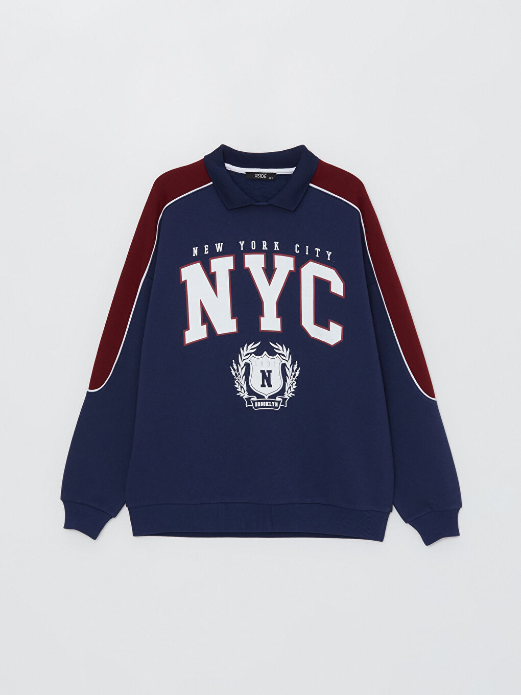 Shirt Collar Printed Oversize Women's Thick Sweatshirt-5