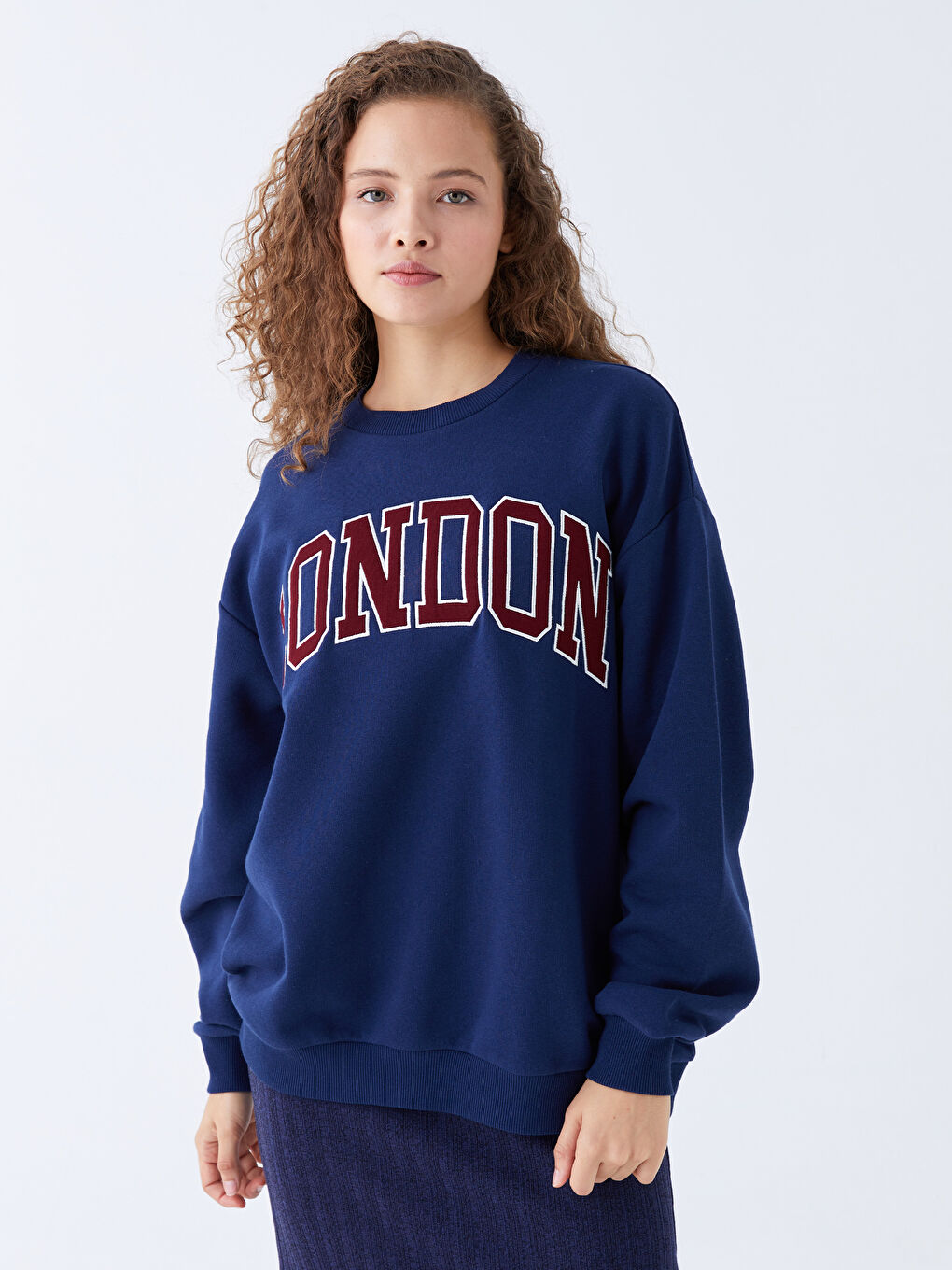 Crew Neck Printed Oversize Women's Thick Sweatshirt-1