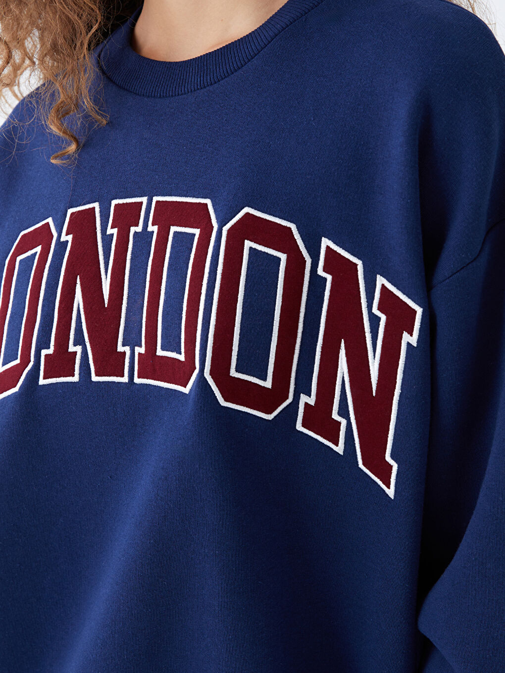 Crew Neck Printed Oversize Women's Thick Sweatshirt-3