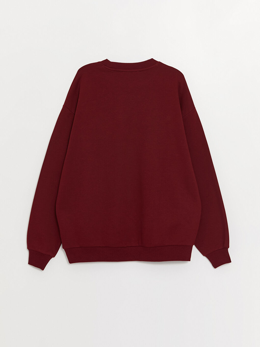 XSIDE Bordo Bisiklet Yaka Baskılı Oversize Kadın Kalın Sweatshirt - 7