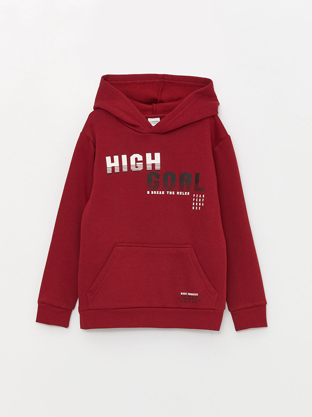Bordo Baskılı Uzun Kollu Erkek Çocuk Hoodie