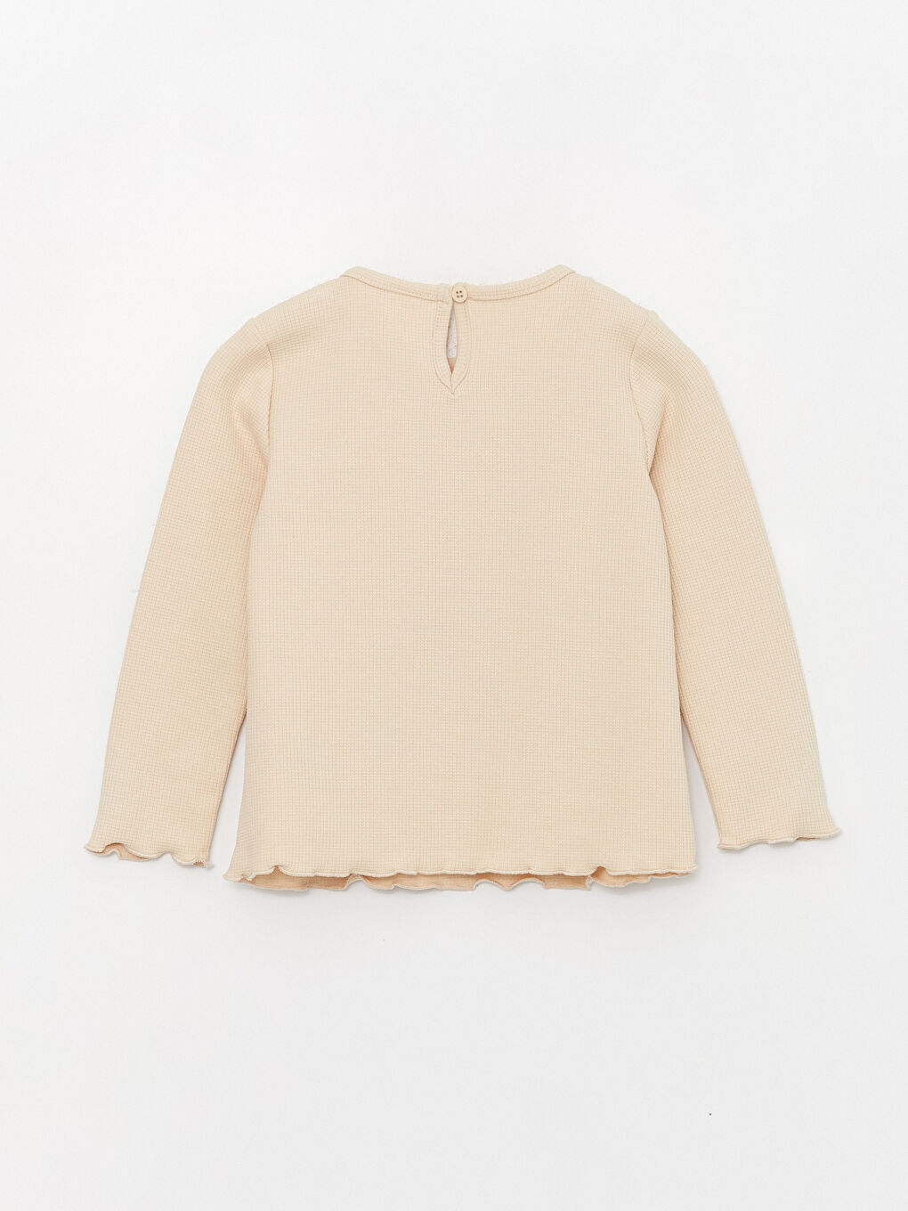 Bej Bebe Yaka Uzun Kollu Kız Bebek Sweatshirt ve Pantolon 2'li Takım-3