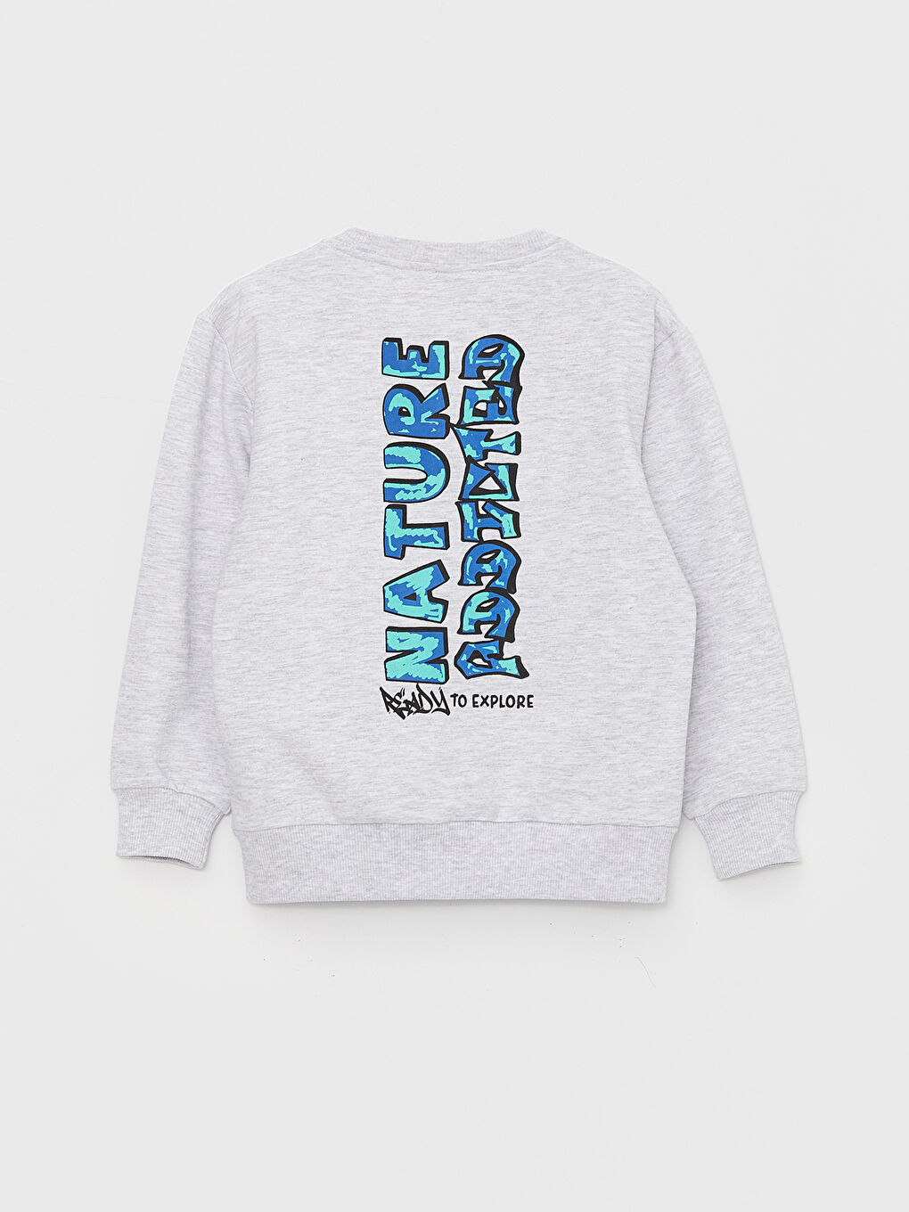 LCW Kids Açık Gri Melanj Bisiklet Yaka Baskılı Uzun Kollu Erkek Çocuk Sweatshirt - 1