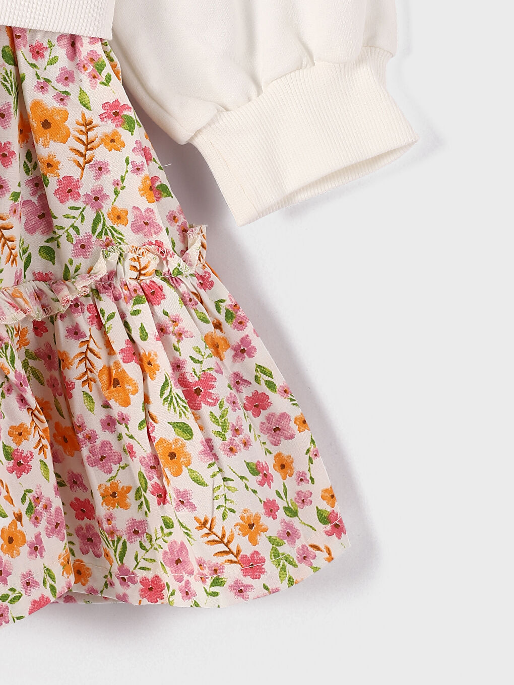 فستان للبنات مطبوع بياقة دائرية-3