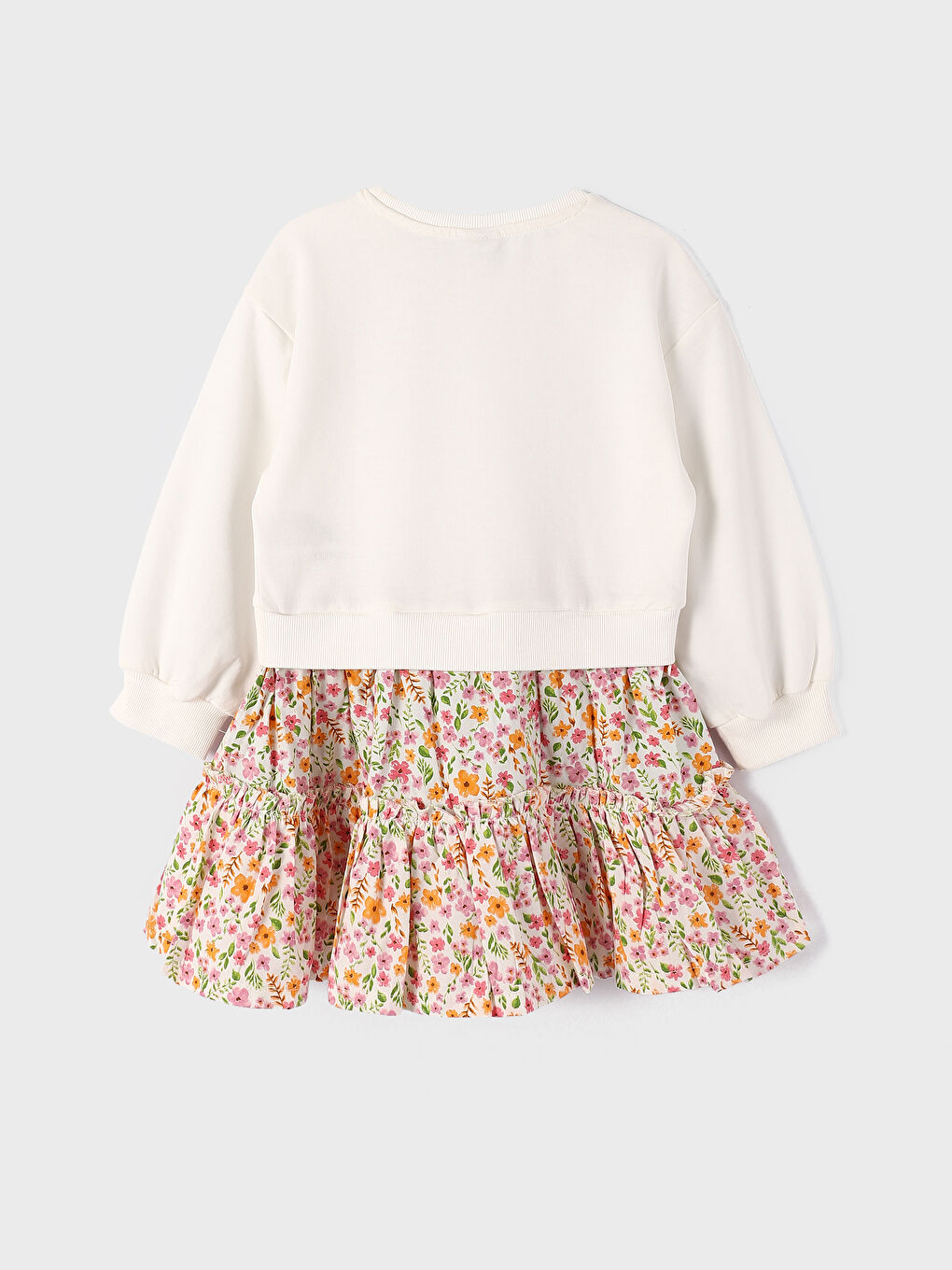 فستان للبنات مطبوع بياقة دائرية-1