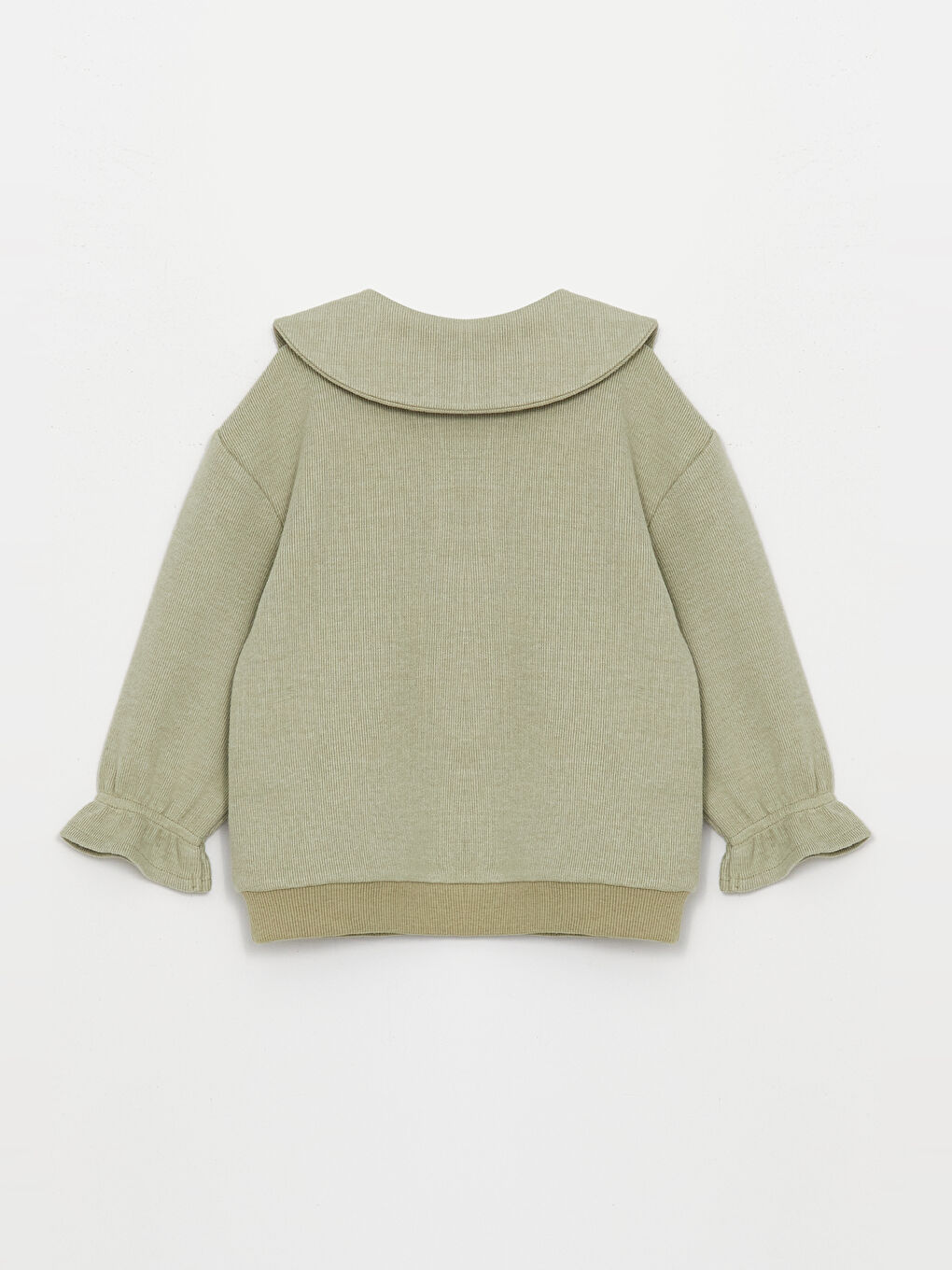 LCW baby Mat Yeşil Bebe Yaka Nakış Detaylı Kız Bebek Sweatshirt - 4