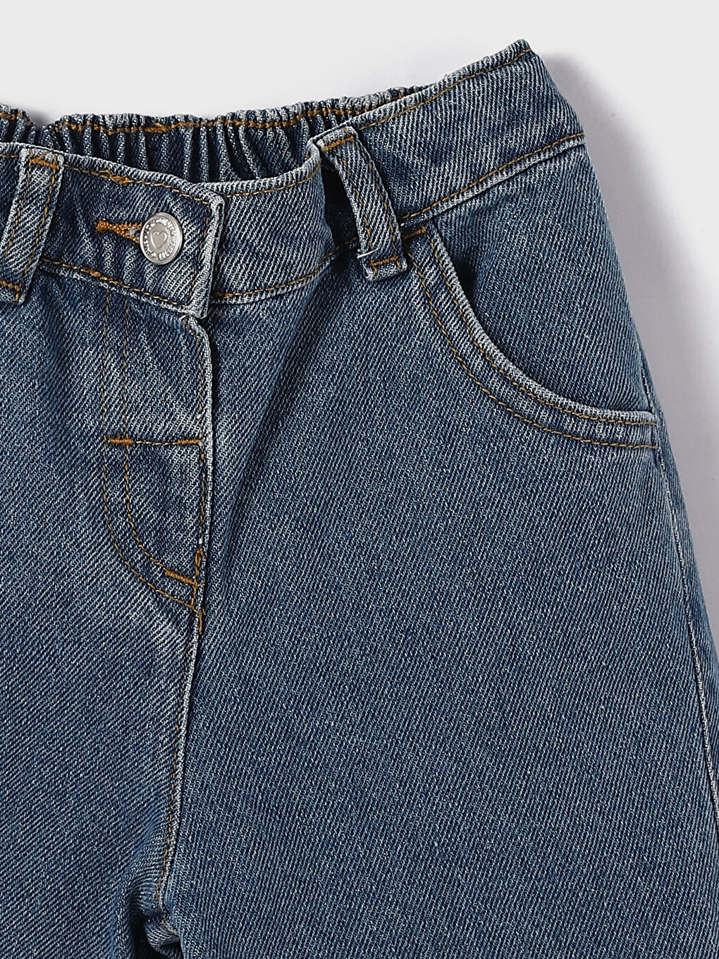 Elasticated Waist Basic Baby Girls' Jeans-2