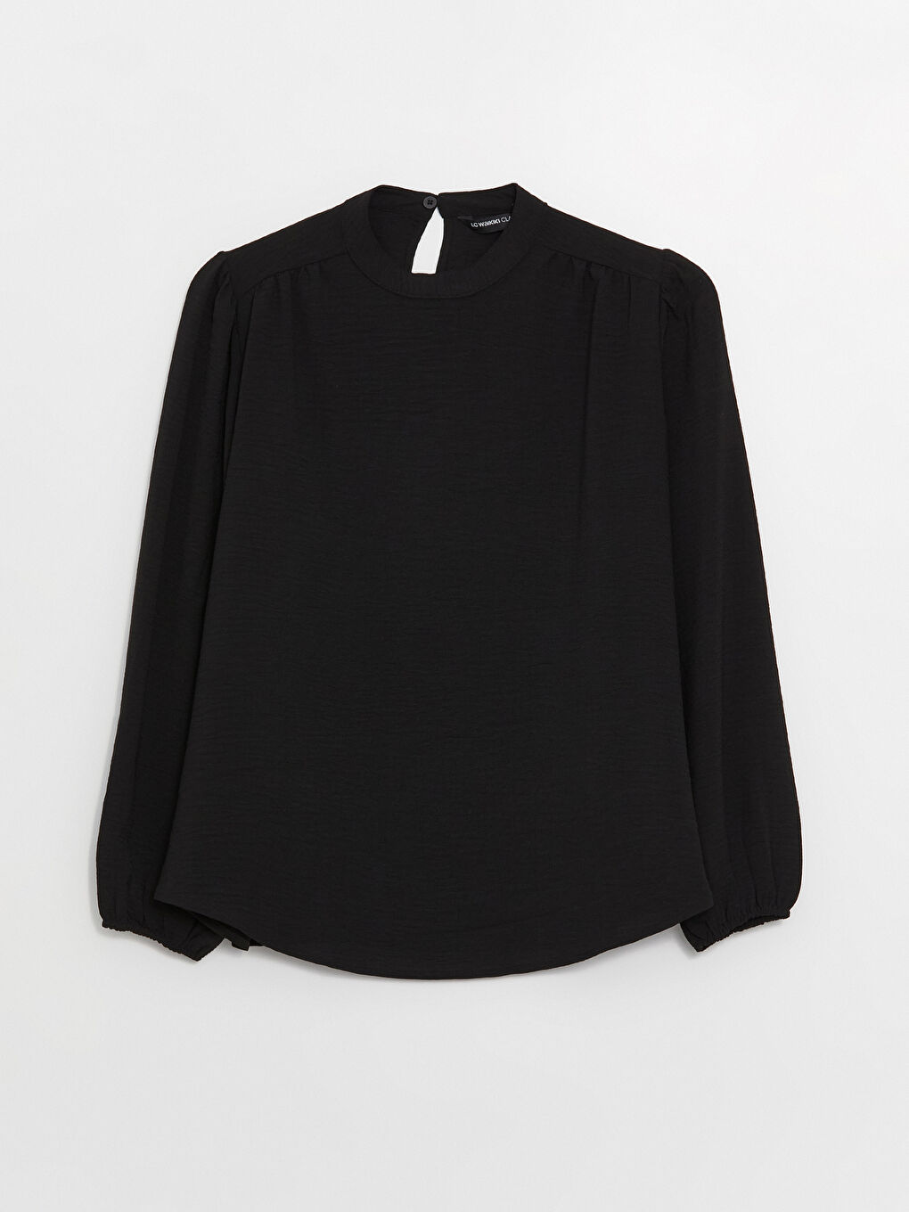 Crew Neck Plain Long Sleeve Women's Blouse-5