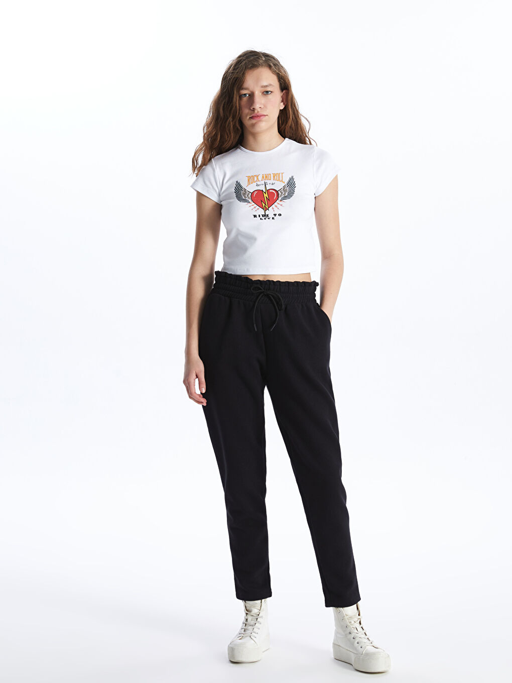 بنطلون رياضي سادة بخصر مرن للسيدات