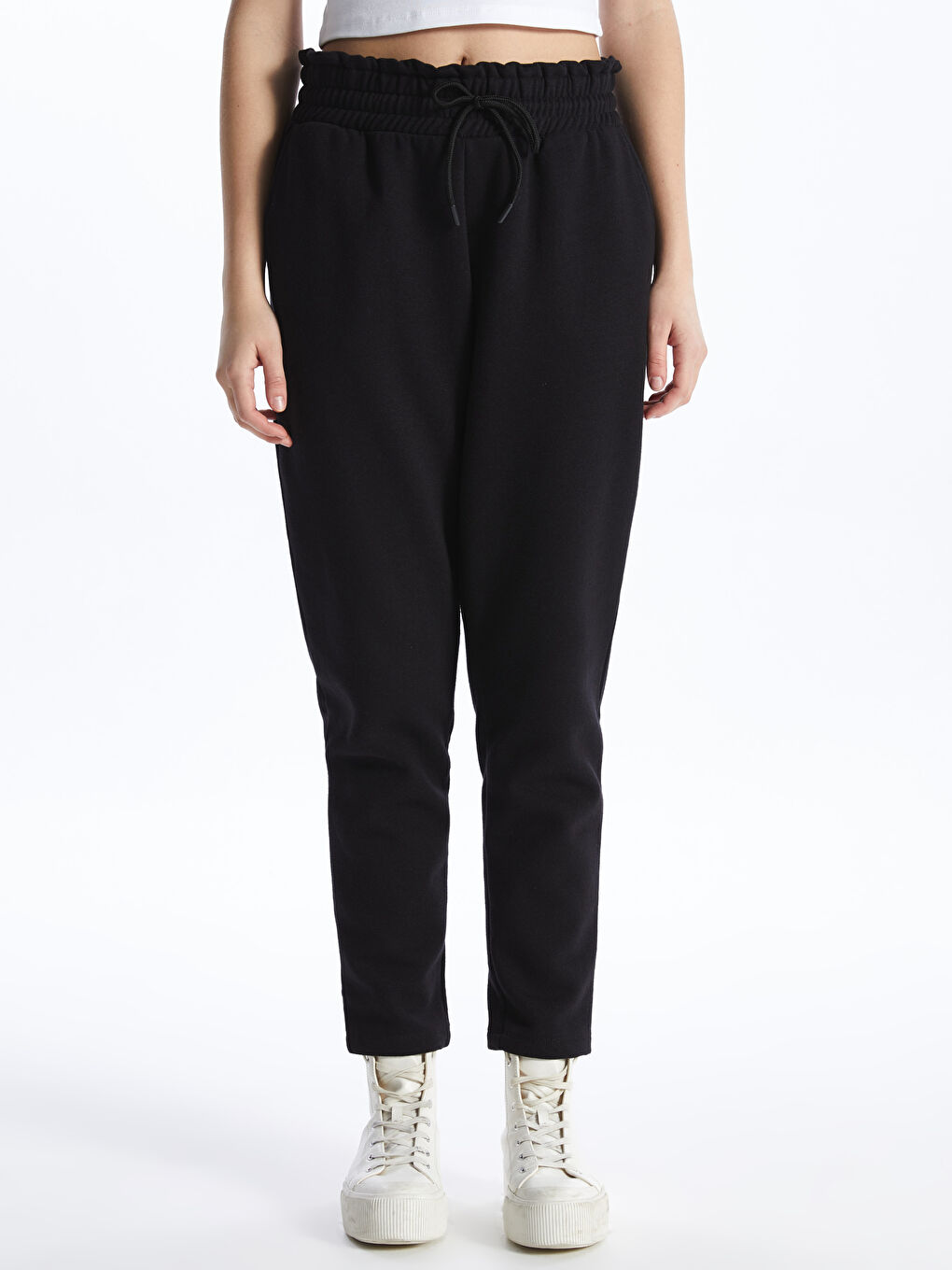 بنطلون رياضي سادة بخصر مرن للسيدات-2