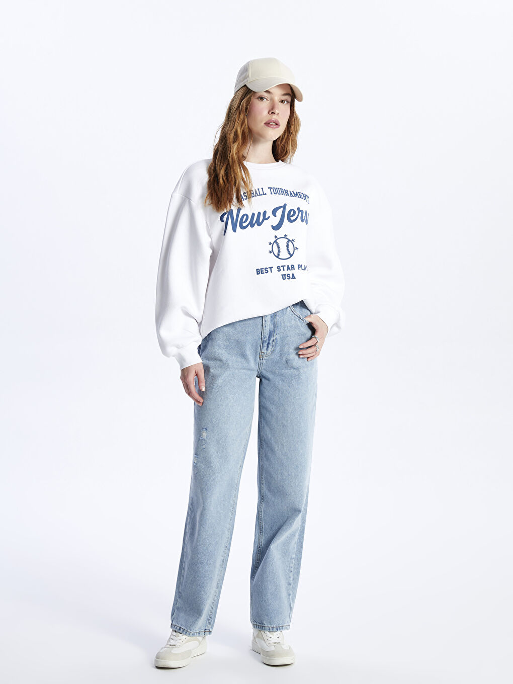 Crew Neck Printed Oversize Women's Thick Sweatshirt-2