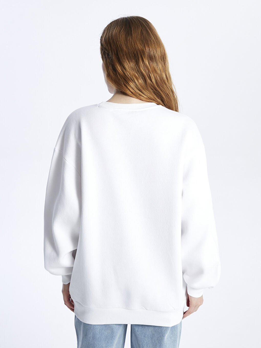 Crew Neck Printed Oversize Women's Thick Sweatshirt-4