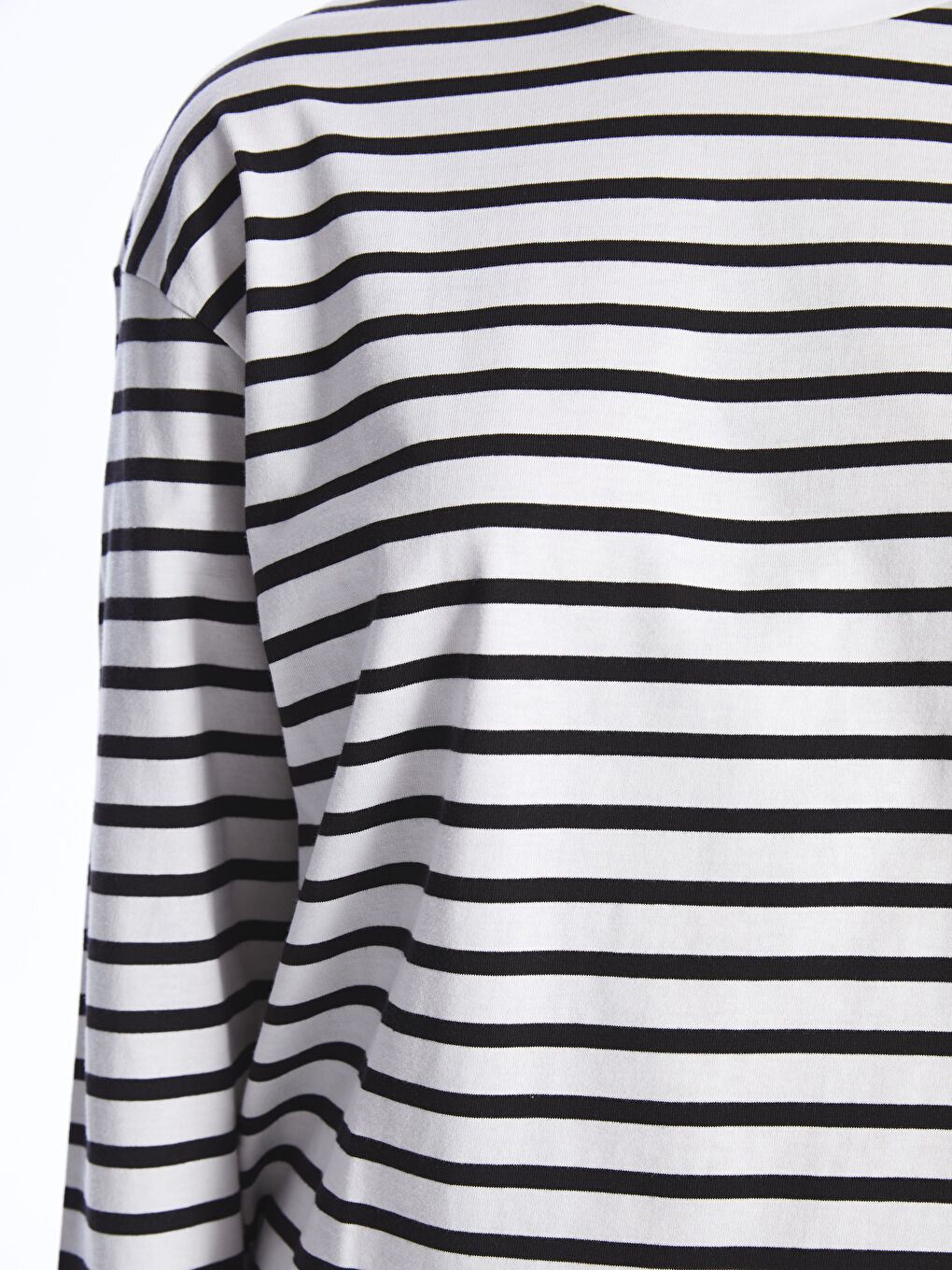 Crew Neck Striped Long Sleeve Women's T-Shirt-3