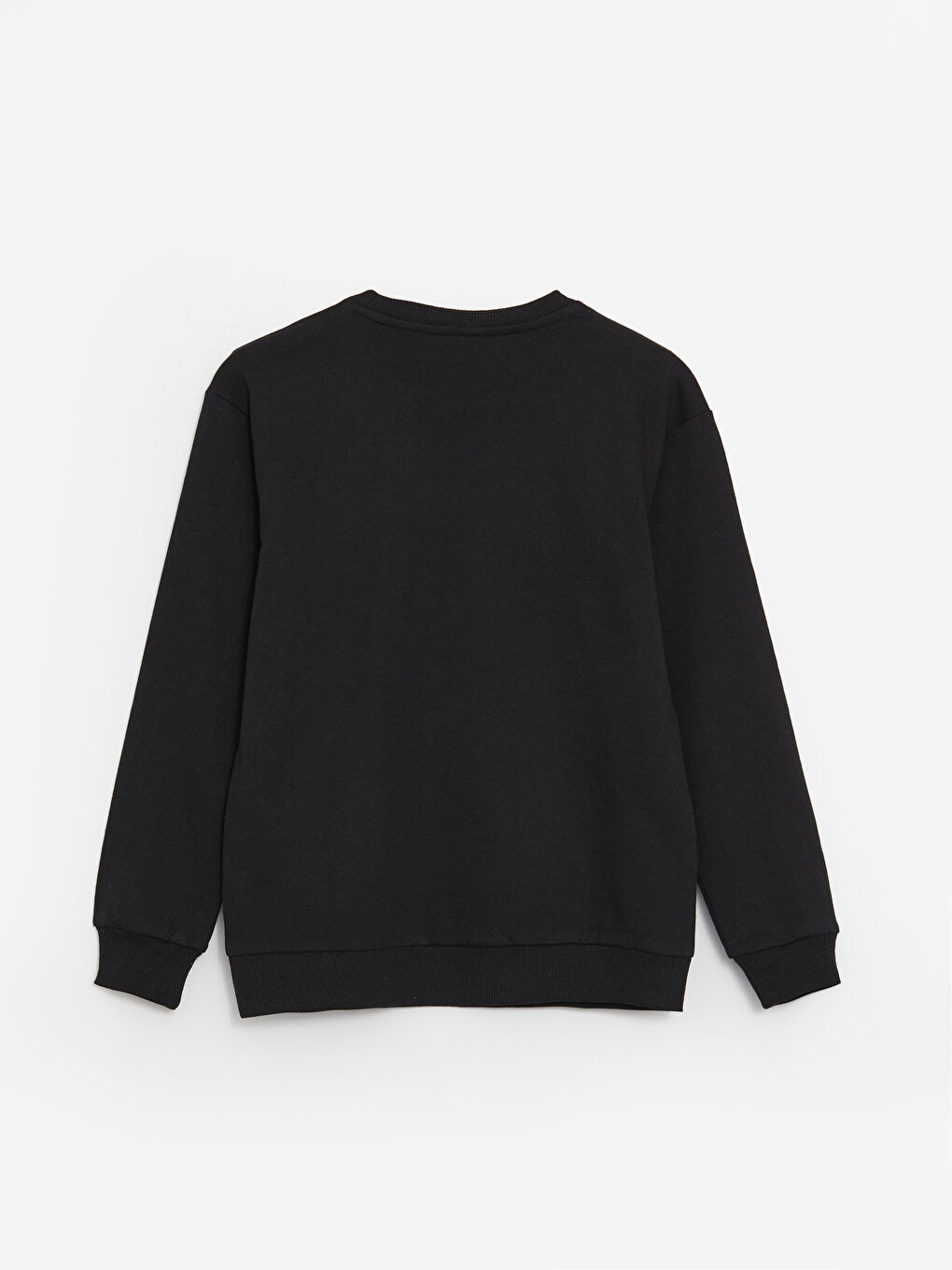 Siyah Bisiklet Yaka Basic Uzun Kollu Erkek Çocuk Sweatshirt-1