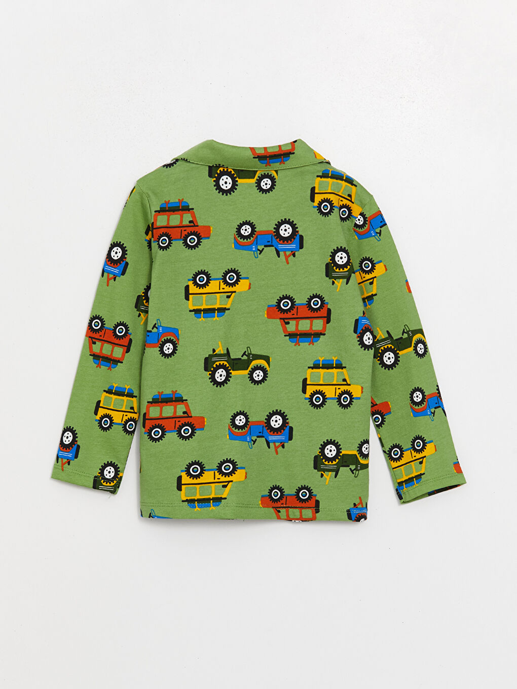 Bej Polo Yaka Uzun Kollu Erkek Bebek Pijama Takım 2'li-2