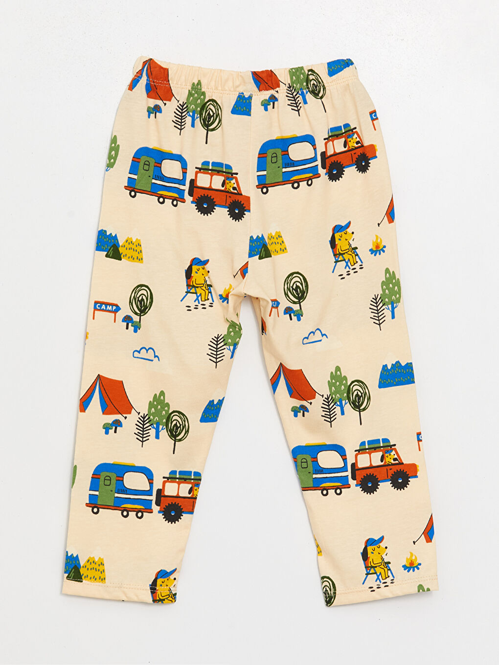 Bej Polo Yaka Uzun Kollu Erkek Bebek Pijama Takım 2'li-8